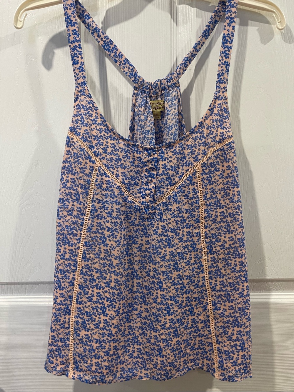 Vera Wang princess Blue Floral Racerback Tank Top large